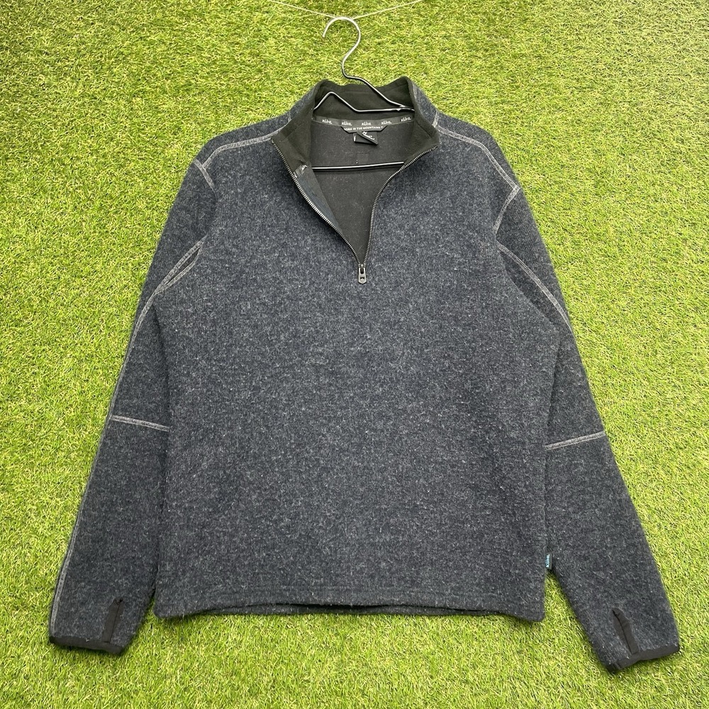 Kuhl Thermokore Sweater Mens Large Temp Regulating Gray Wool Blend Jacket Hike